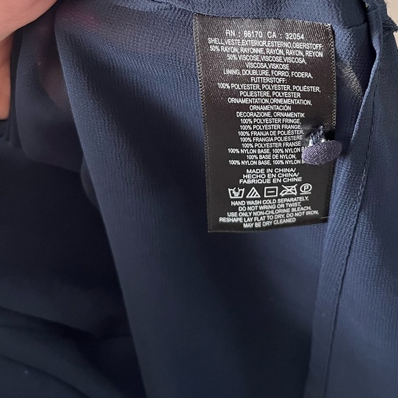 NWT $168 Anthroplogie Maeve Festivity Swing Fringe Hem Mini Dress Blue, 8 - Picture 7 of 7